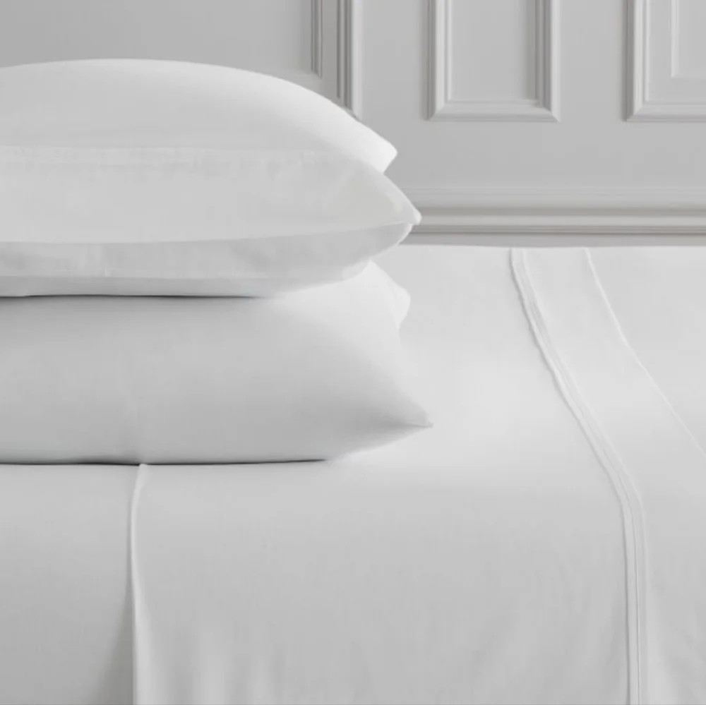 Luxury White Sheet Set 400-Thread-Count Sateen Wide Hem,King & Queen, $189.00US
